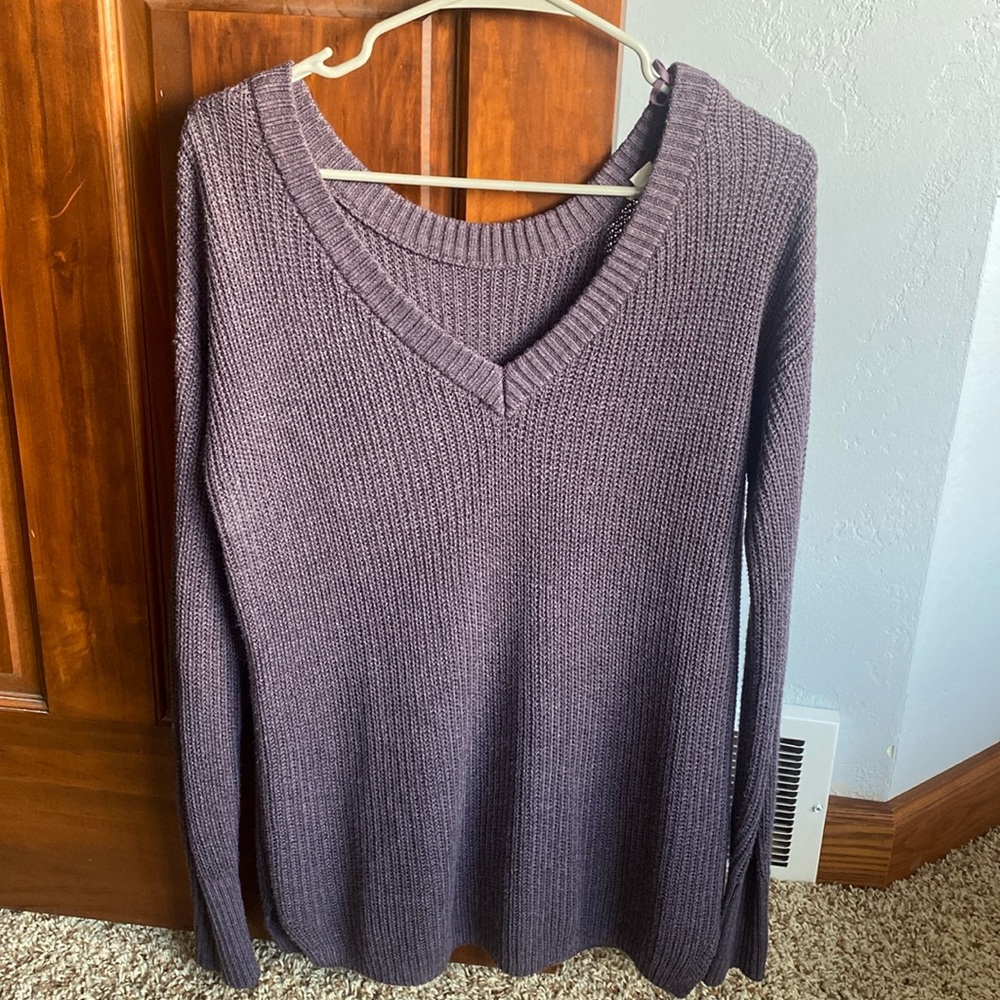 Garage Purple V Neck Sweater